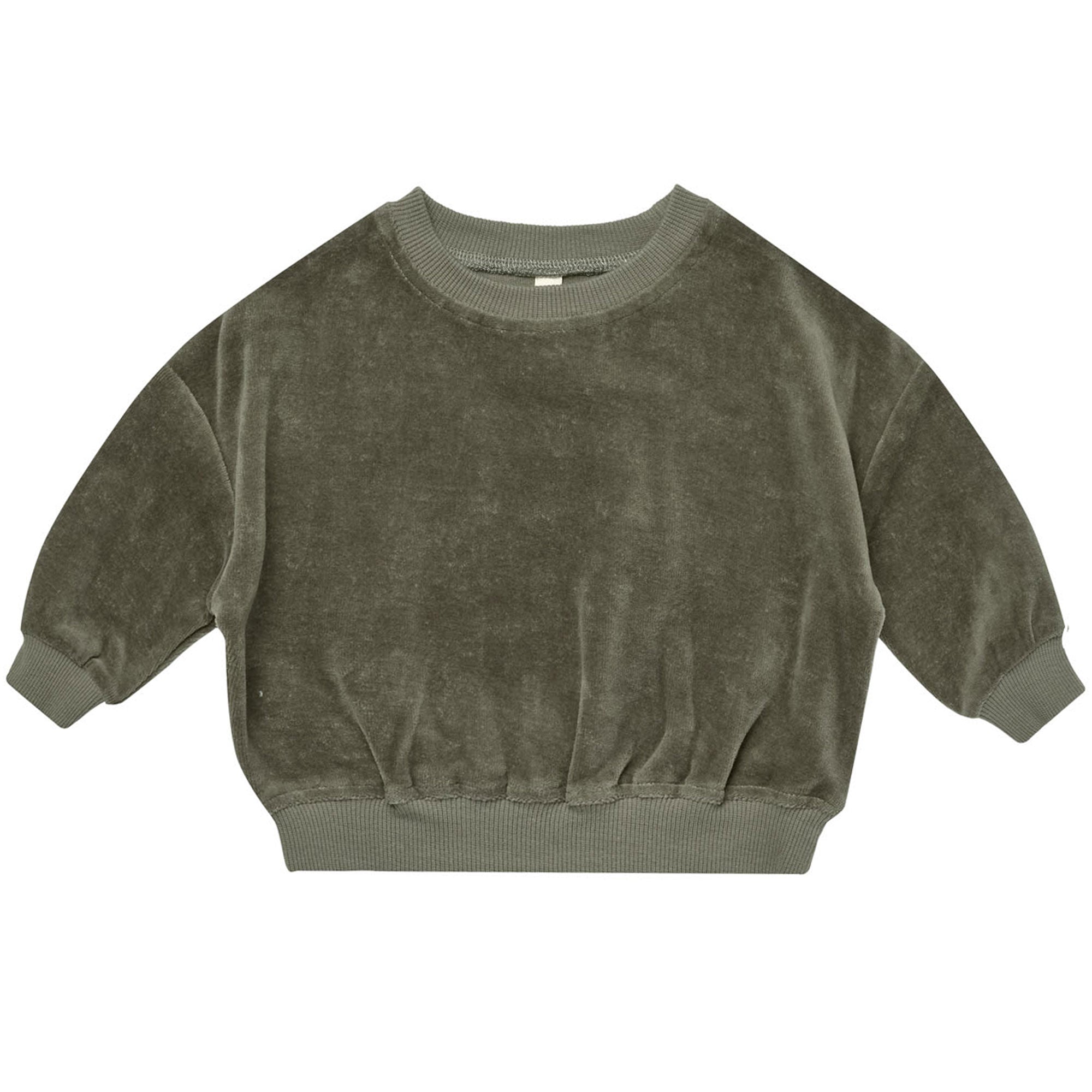 Quincy Mae Organic Velour Relaxed Sweatshirt - Forest