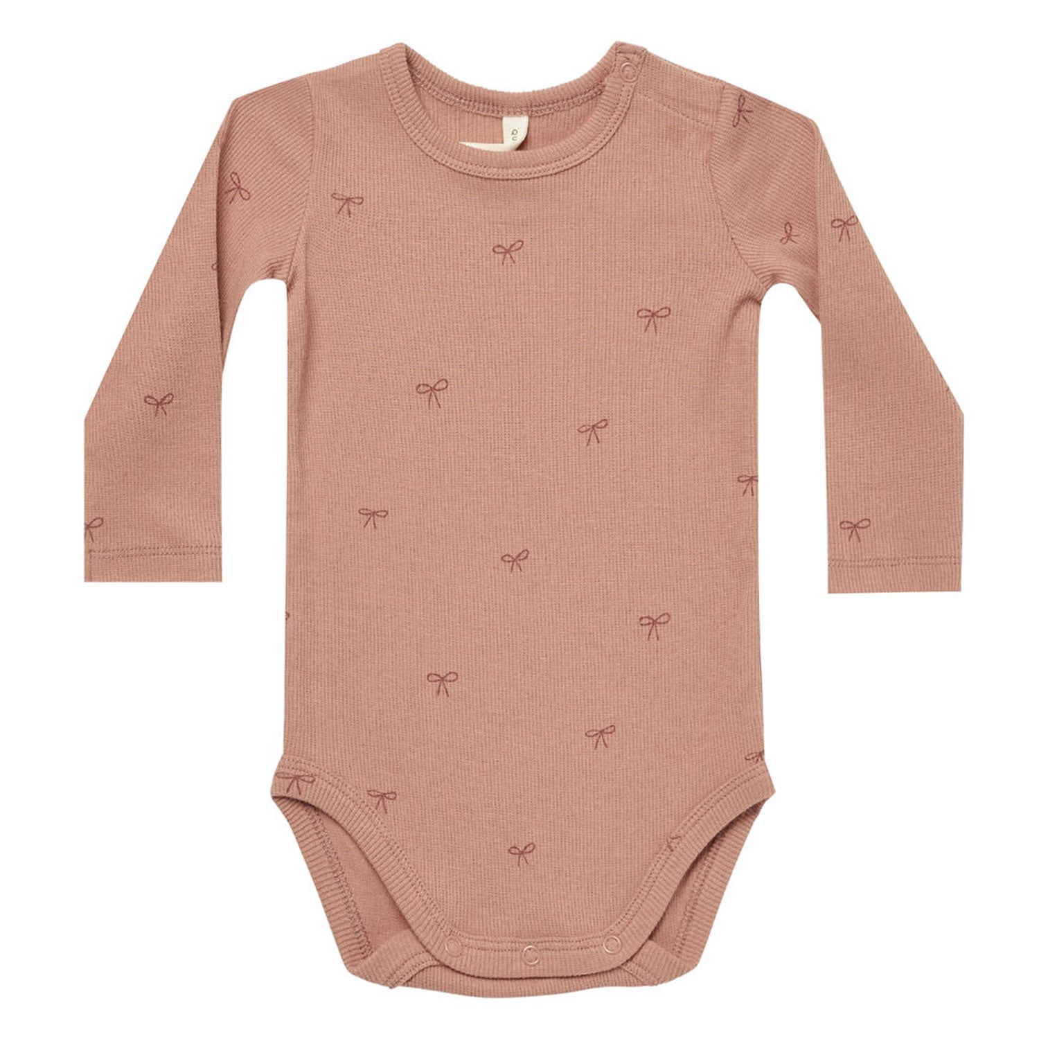 Quincy Mae Organic Ribbed Long Sleeve Bodysuit - Bows