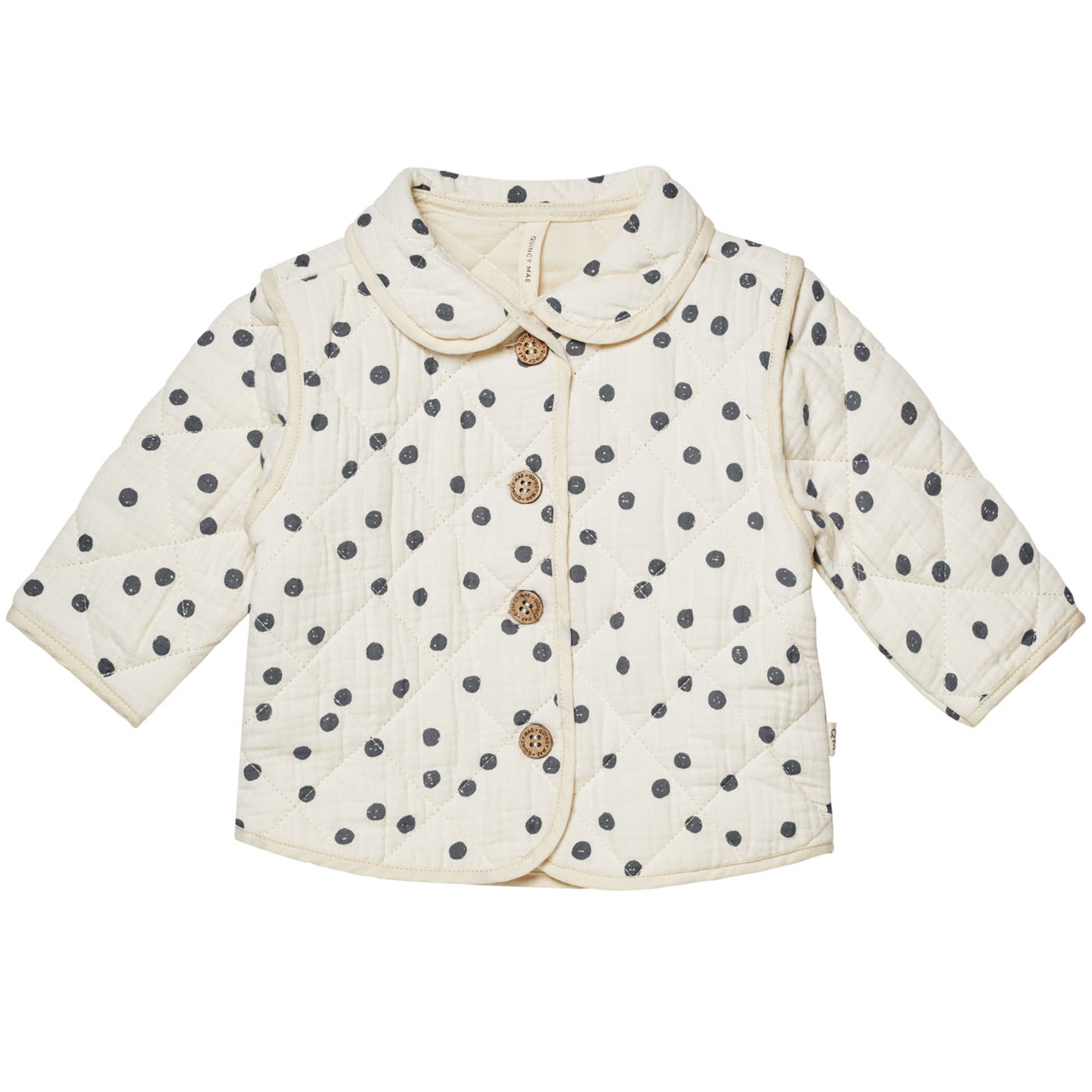 Quincy Mae Organic Quilted Jacket - Navy Dot