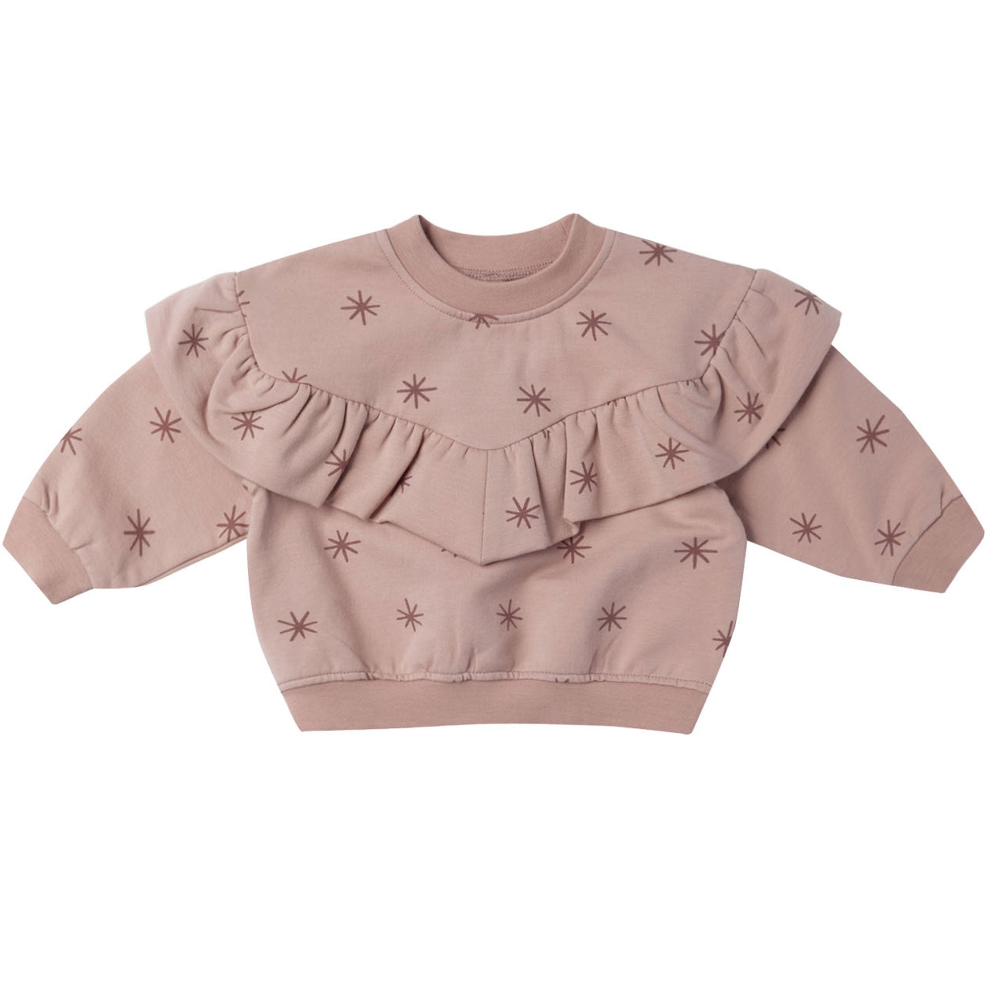 Quincy Mae Ruffle Fleece Sweatshirt - Snow Stars