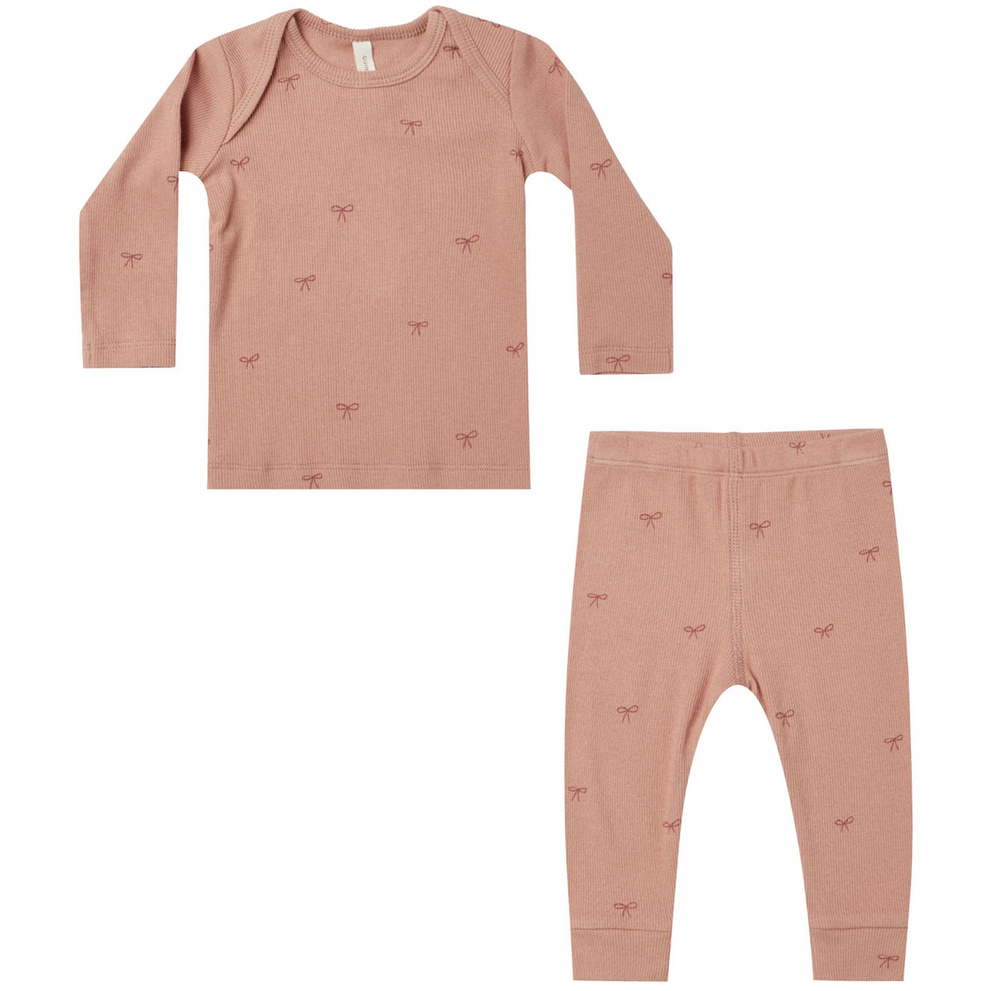 Quincy Mae Ribbed Tee and Legging Set - Bows