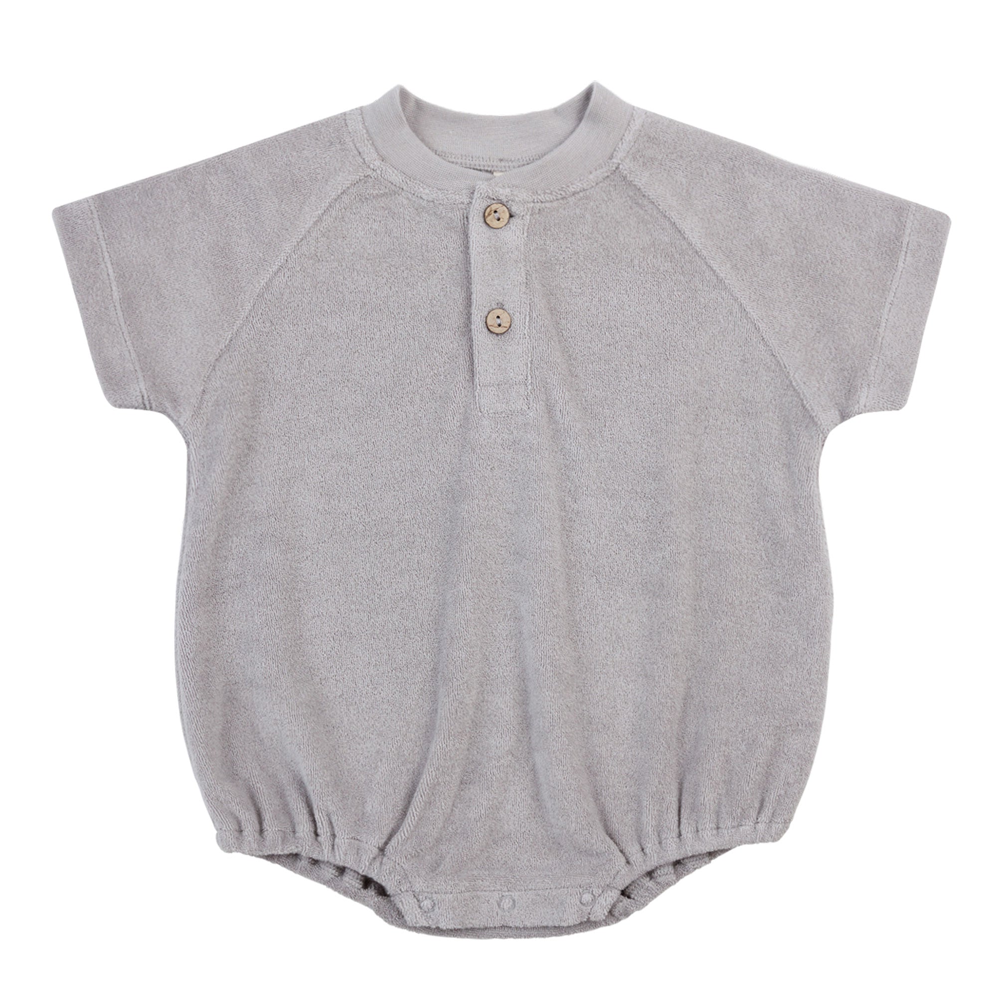 Quincy Mae Organic Terry Henley Romper | Periwinkle