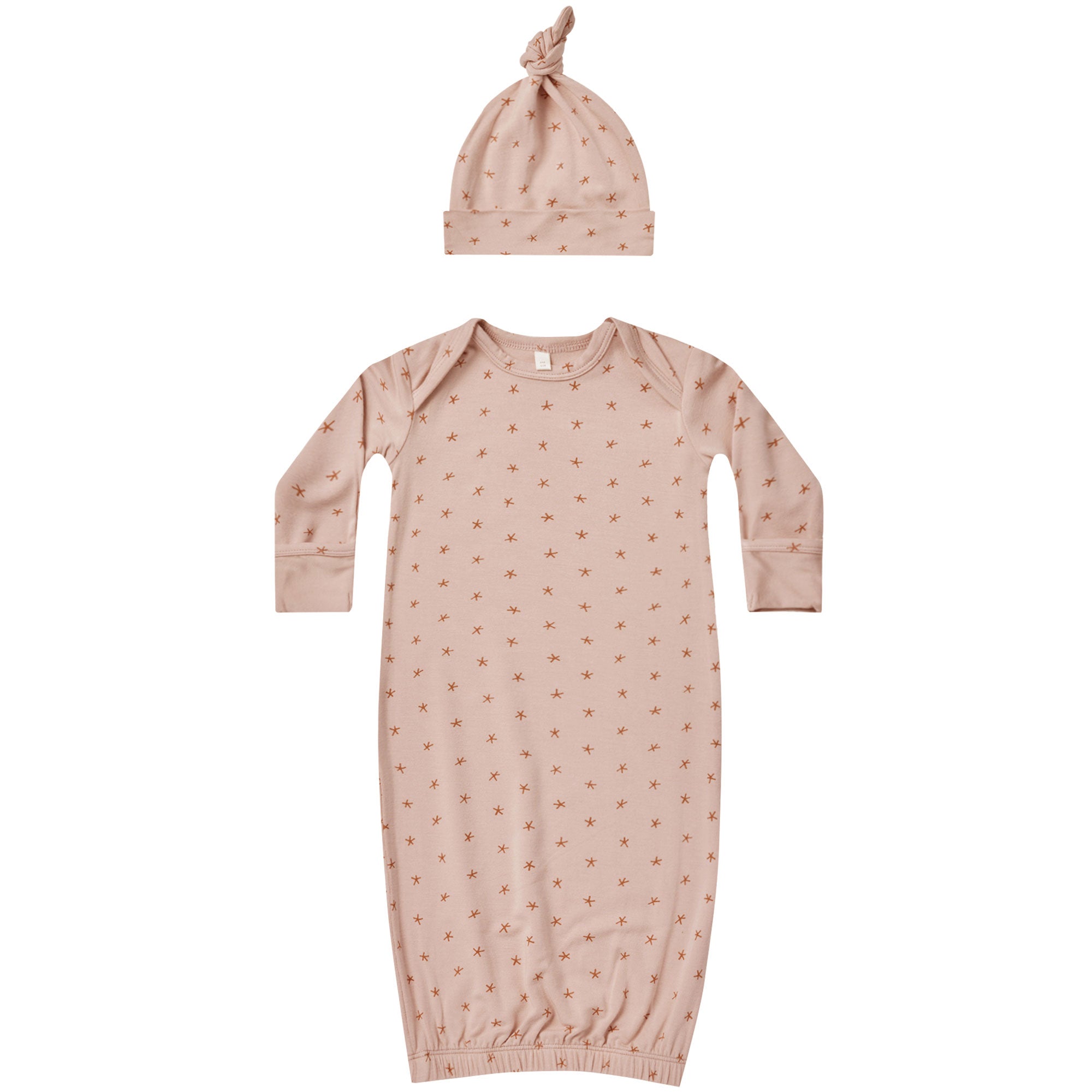 Quincy Mae Bamboo Knotted Baby Gown + Hat Set | Twinkle