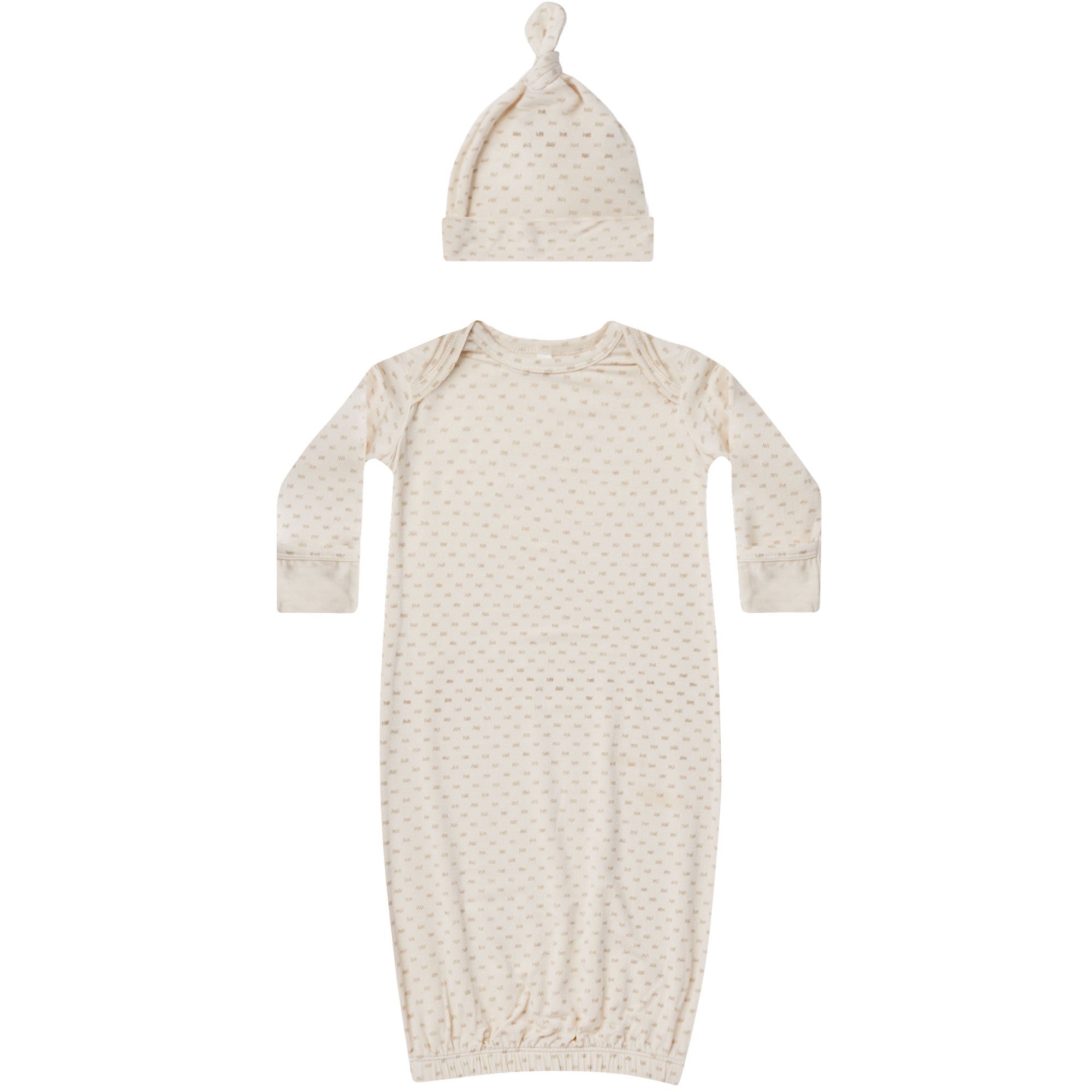 Quincy Mae Bamboo Knotted Baby Gown + Hat Set | Oat Check