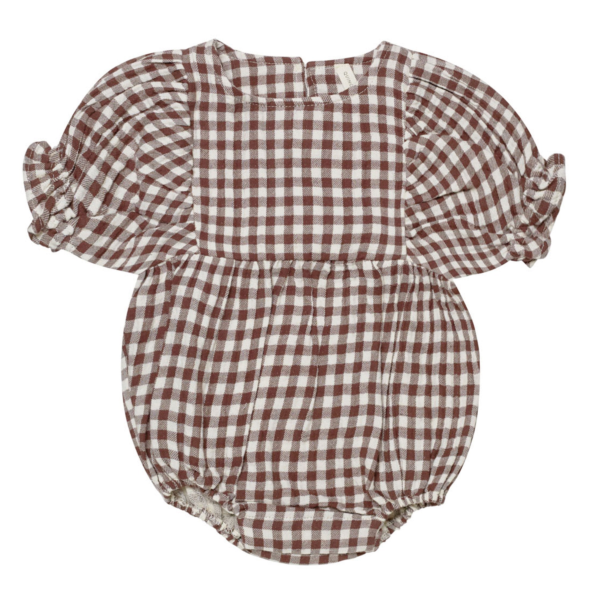 Quincy Mae Organic Cosette Romper - Plum Gingham
