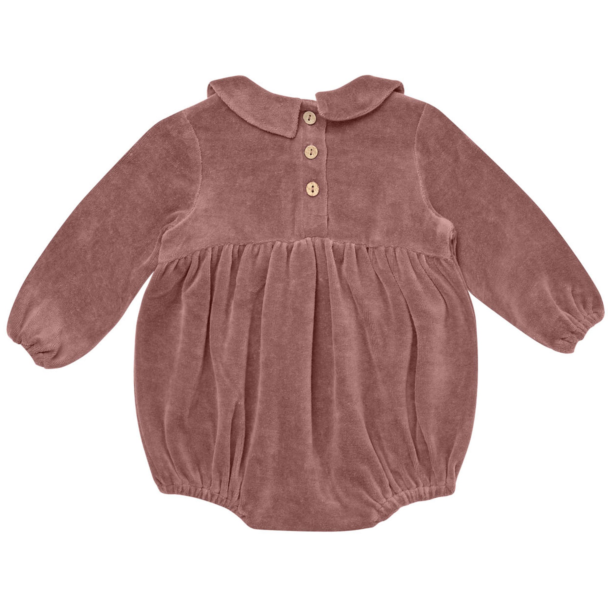 Quincy Mae Organic Velour Peter Pan Romper - Fig