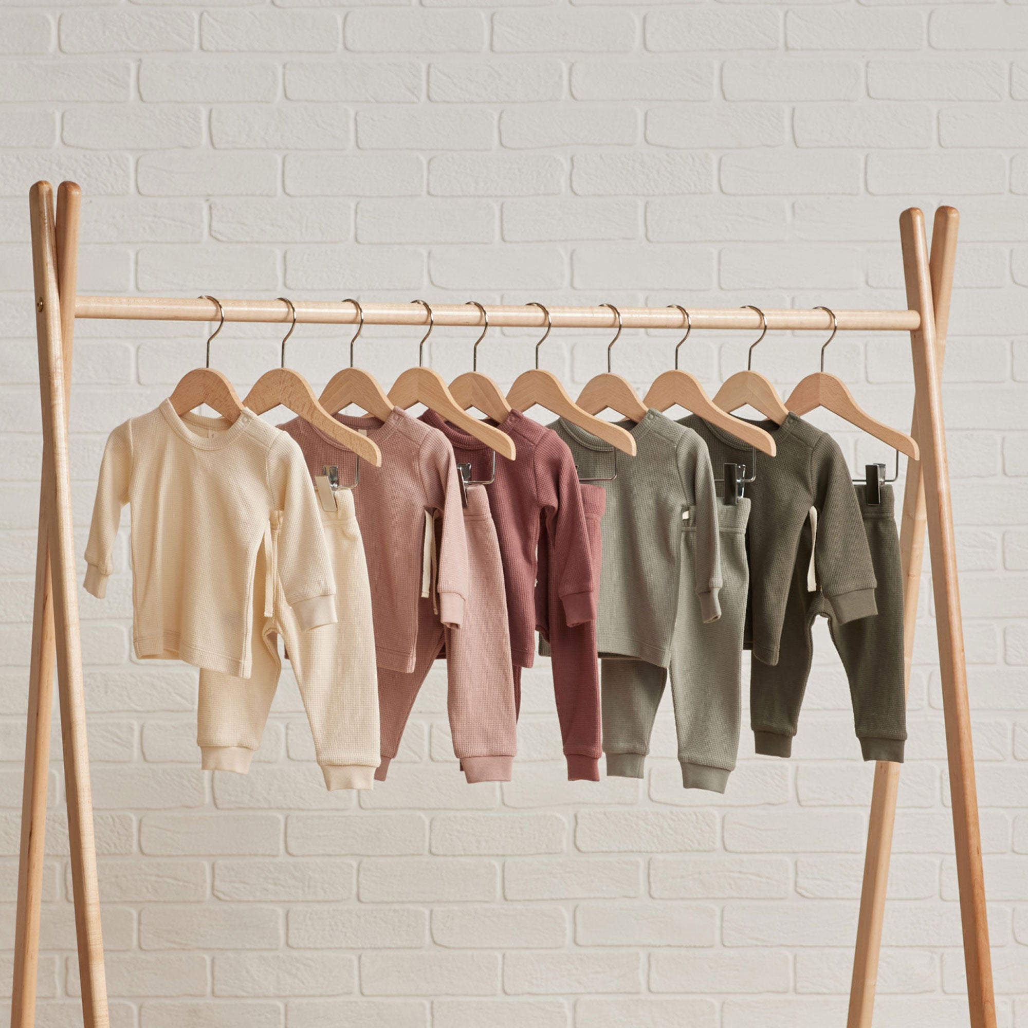 Quincy Mae Waffle Top + Pant Set - Fig