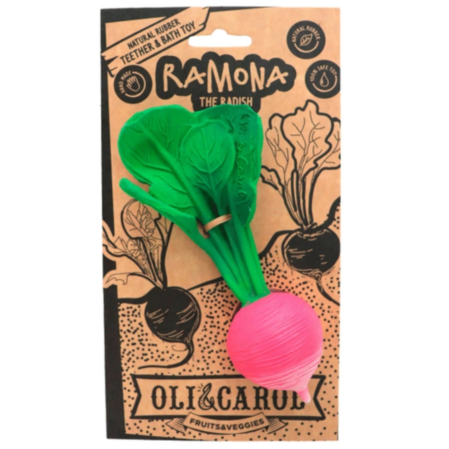 Oli & Carol Ramona the Radish Natural Rubber Teether and Bath Toy