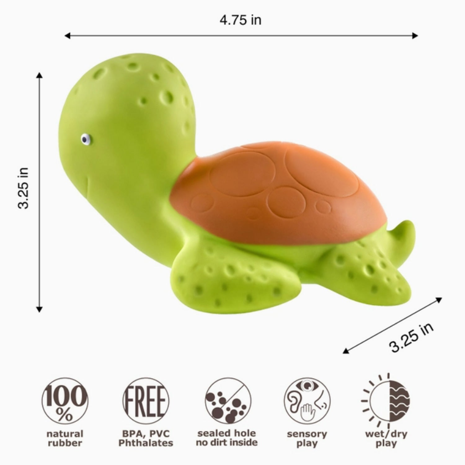 CaaOcho Pure Natural Rubber Sea Turtle Bath Toy