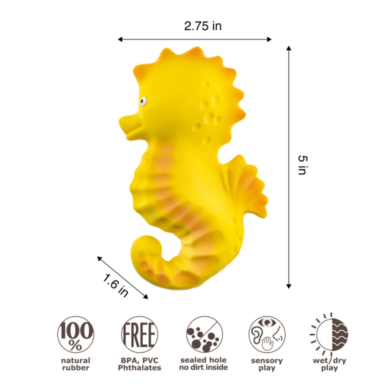 CaaOcho Pure Natural Rubber Seahorse Bath Toy