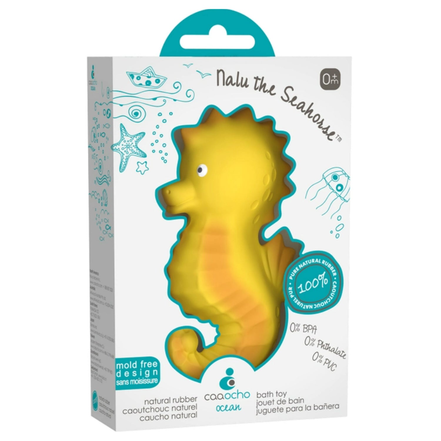 CaaOcho Pure Natural Rubber Seahorse Bath Toy