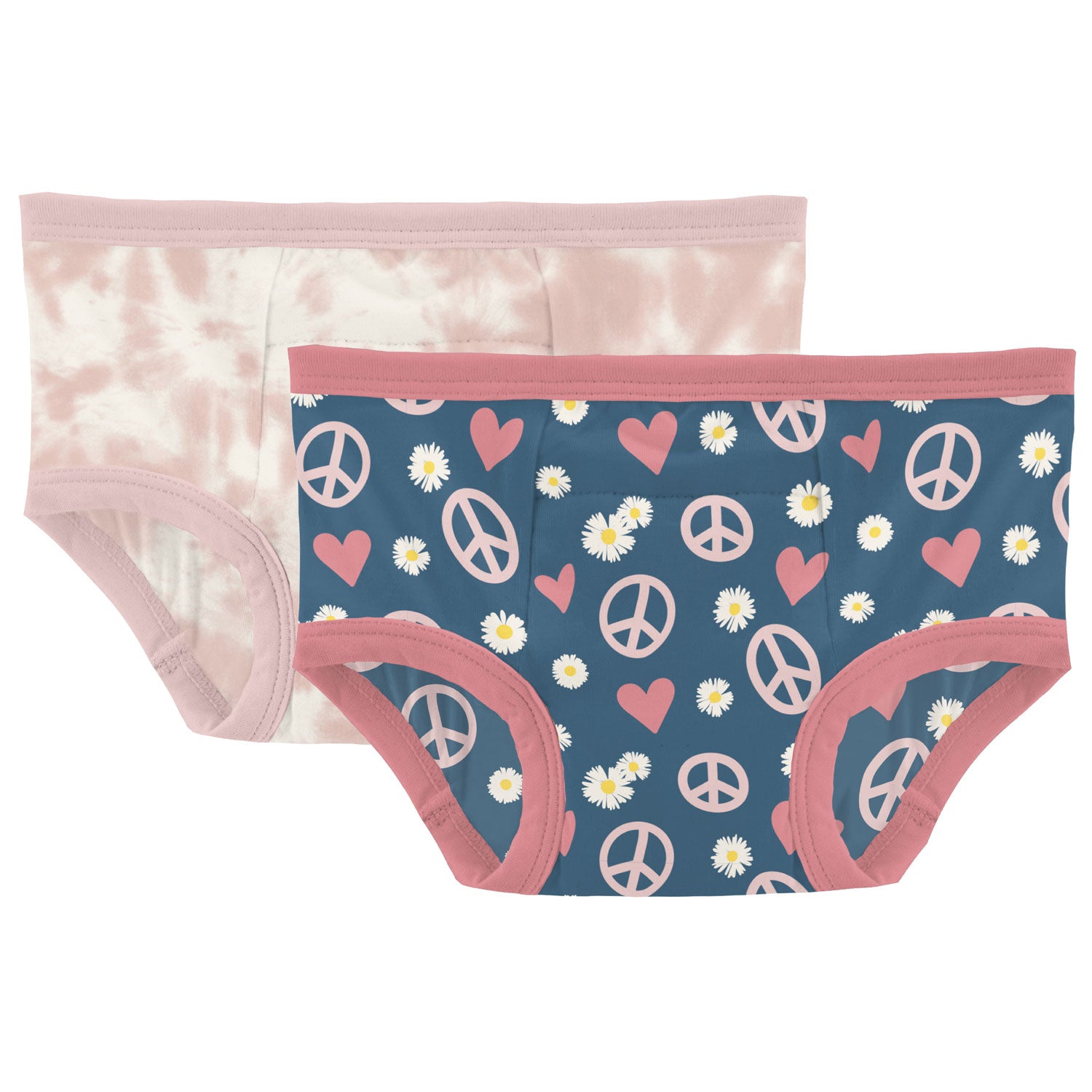 Kickee Pants Training Pants Set - Baby Rose Tie Dye & Peace, Love and Happiness