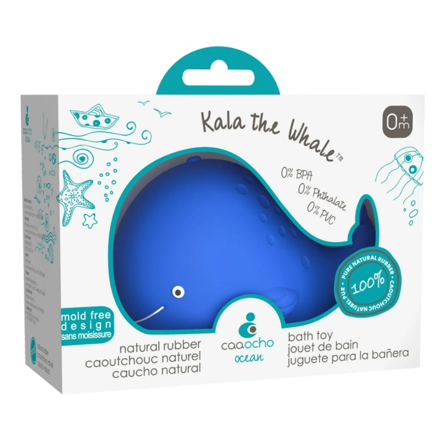 CaaOcho Pure Natural Rubber Kala the Whale Bath Toy