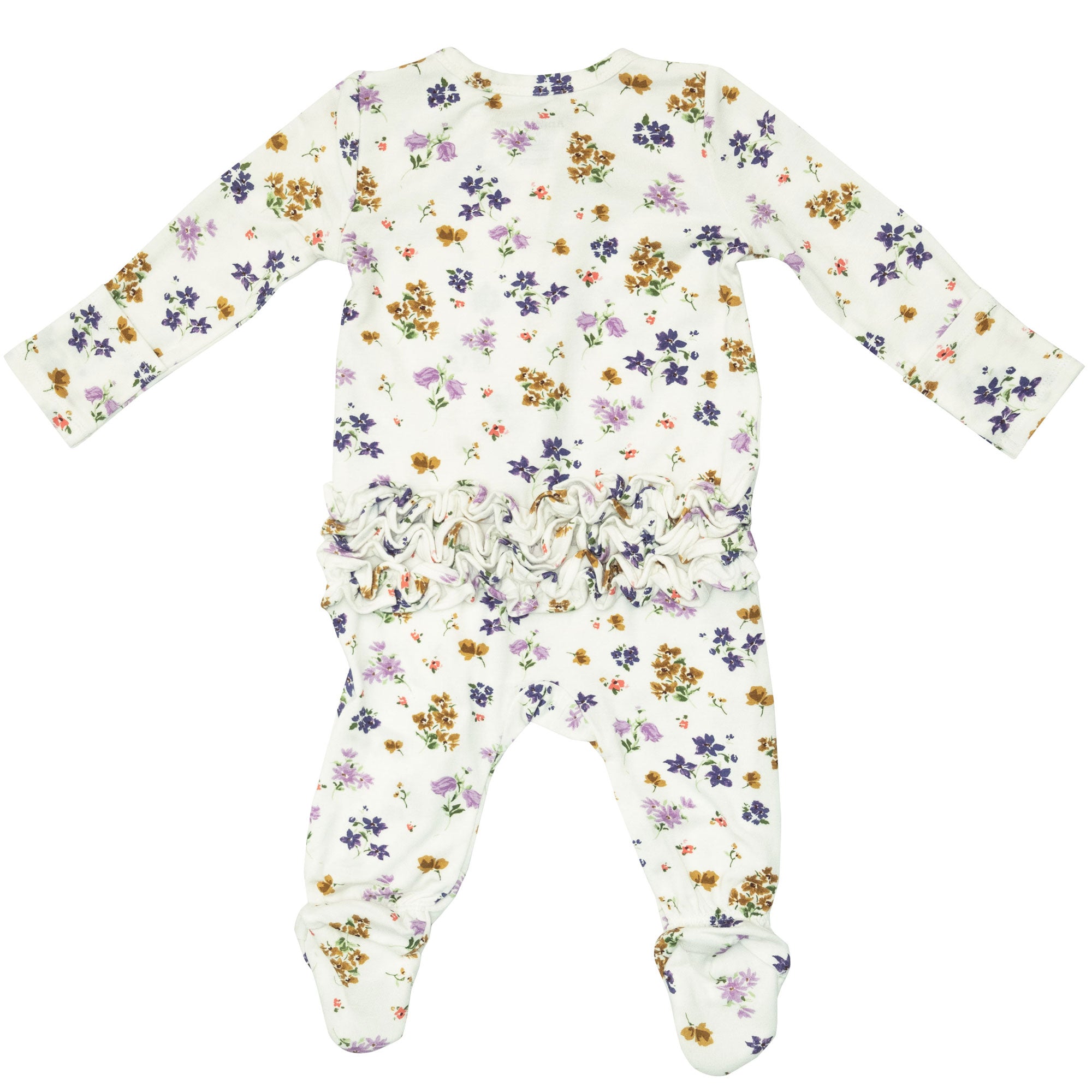 Angel Dear Bamboo Ruffle Zipper Footie - Floral Spring