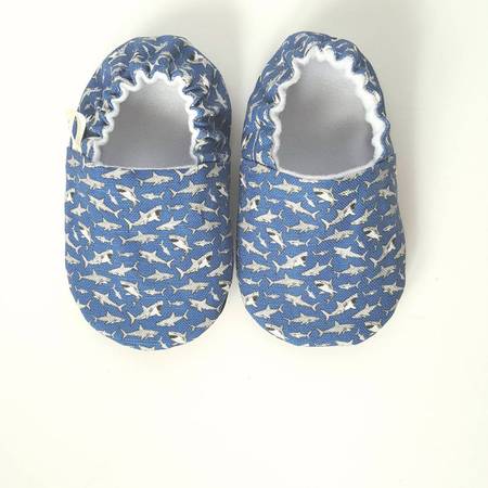 Organic Baby Moccasins - Shark