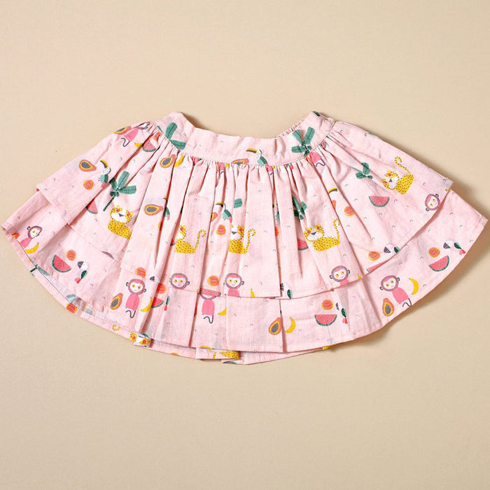 Viverano Organics Baby Girls Two Tier Skirt with Bow - Tropical Jungle