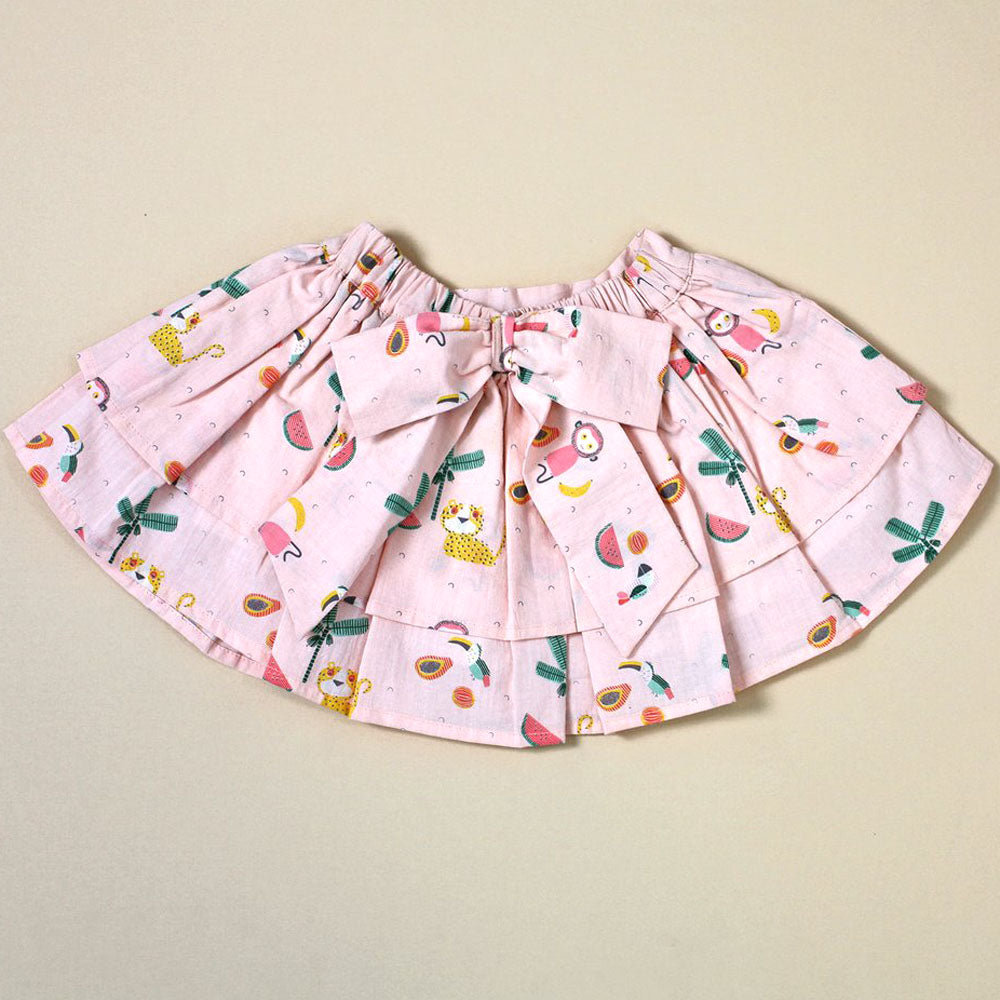 Viverano Organics Baby Girls Two Tier Skirt with Bow - Tropical Jungle