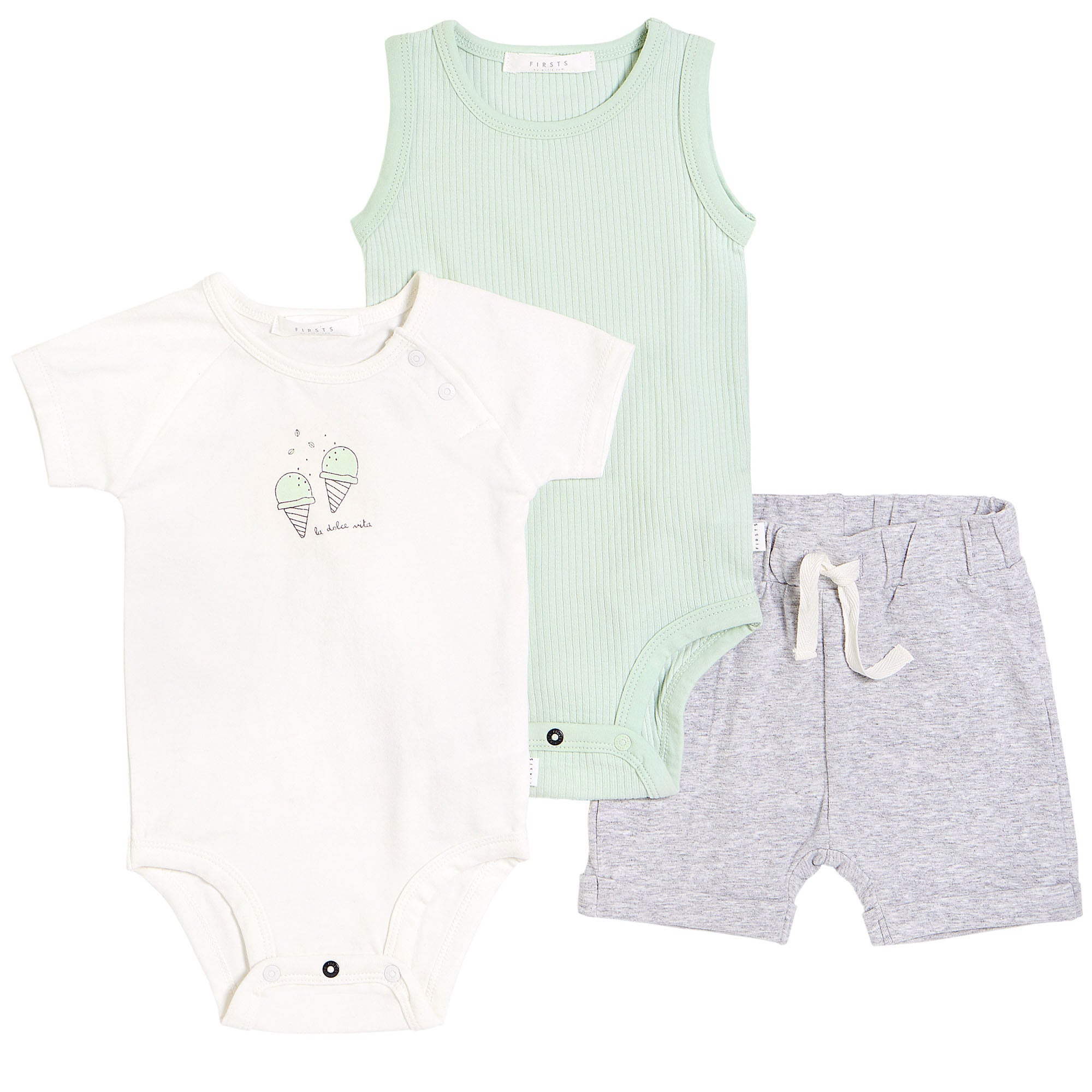 FIRSTS by Petit Lem Organic Baby Summer Outfit Set (3-Piece) - Gelato
