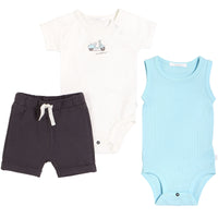 FIRSTS by Petit Lem Organic Baby Summer Outfit Set (3-Piece) - Motorino