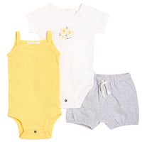 FIRSTS by Petit Lem Organic Baby Summer Outfit Set - Sunflowers
