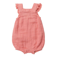 Angel Dear Organic Muslin Smocked Front Overall Shortie - Summer Rose