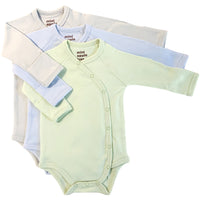Organic Baby Essentials Kimono Bodysuit 3 PACK (Sage, Blue, Gray)