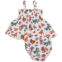 Angel Dear Bamboo Smocked Top & Bloomer Set - Geo Butterfly