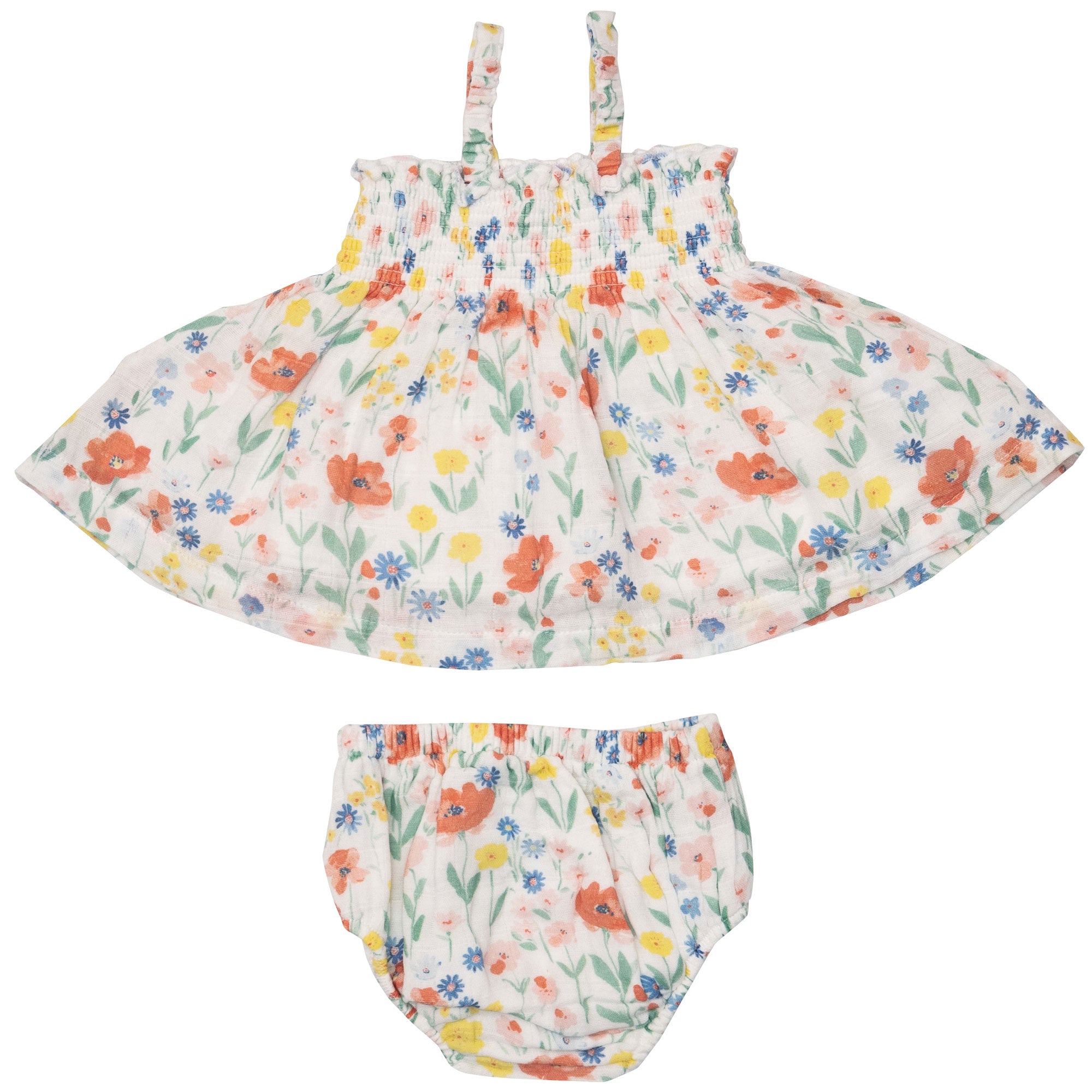 Angel Dear Organic Muslin Smocked Top & Bloomer Set - Poppy Field