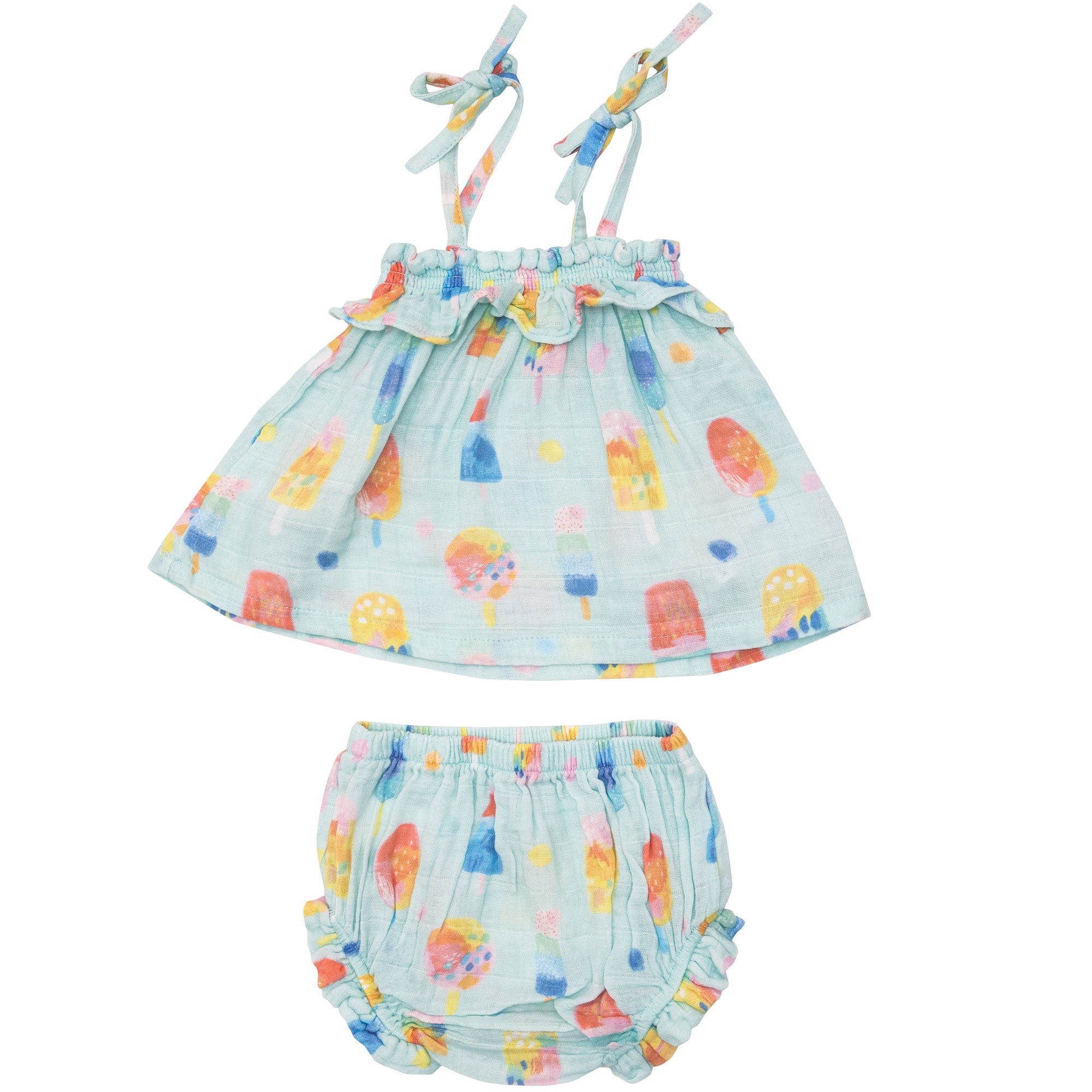 Angel Dear Organic Muslin Ruffle Top & Bloomer Set - Popsicles