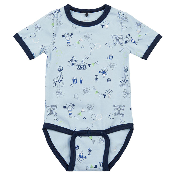 Me Too Organic Short Sleeve Bodysuit Circus Blue