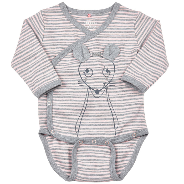 Me Too Organic Kimono Bodysuit Pink Mouse