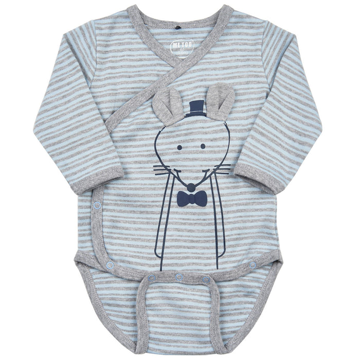 Me Too Organic Kimono Bodysuit Blue Mouse