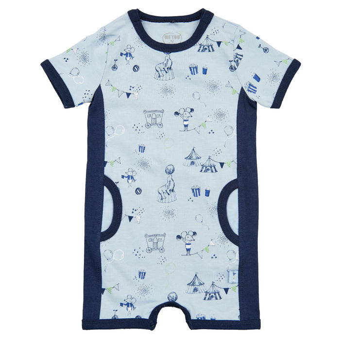 Me Too Organic Short Sleeve Romper Circus Blue