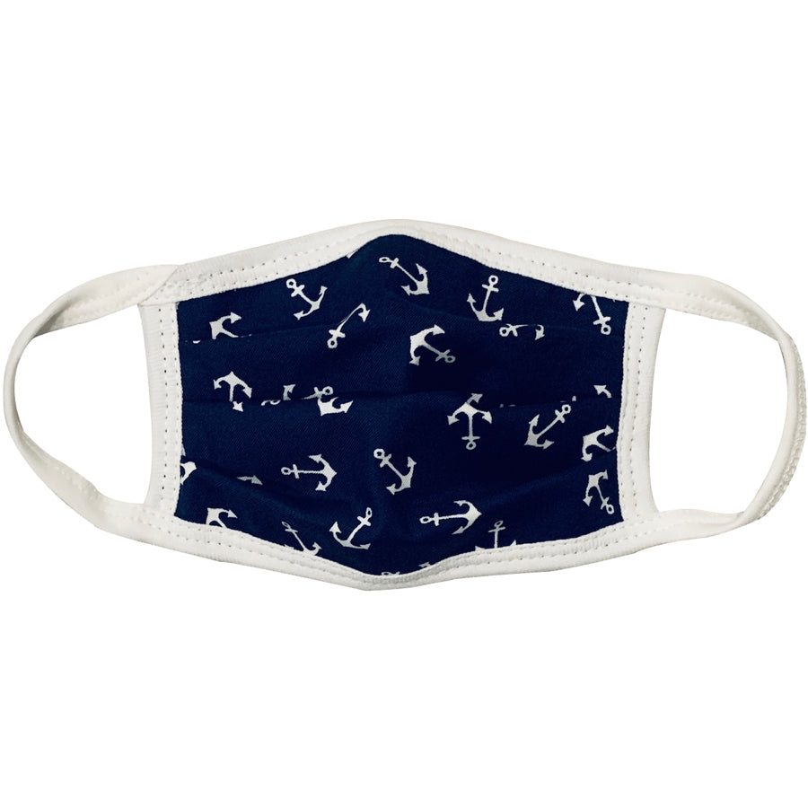 Kids Cotton Face Mask - Navy Anchors