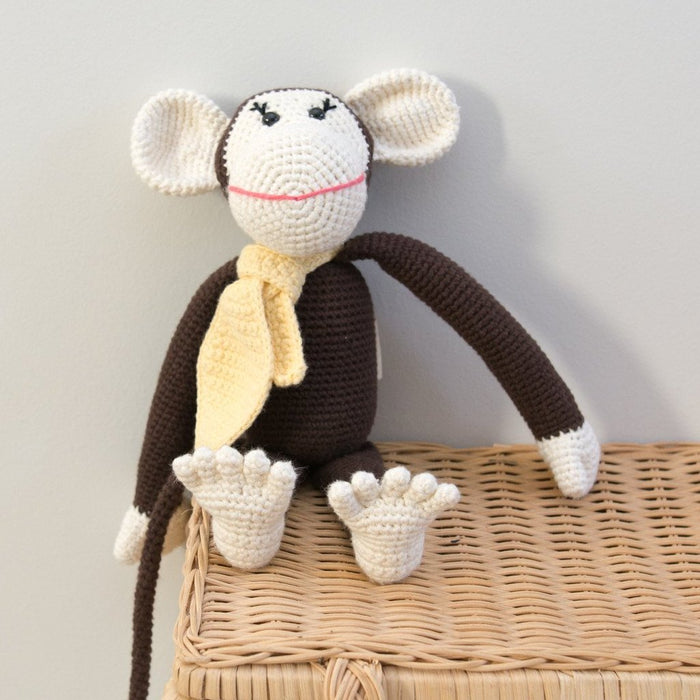 Bebemoss Momo the Monkey Brown Organic Hand Knit Toy