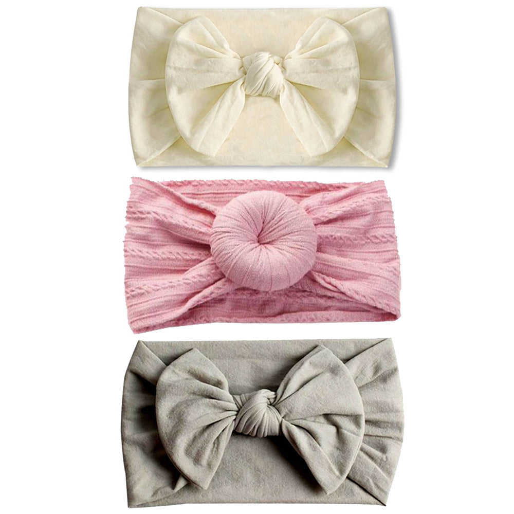 Emerson and Friends Baby Headband Gift Set - Cream, Pink, Grey