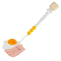 Loulou Lollipop Silicone Baby Teether and Holder Set - Bacon and Egg