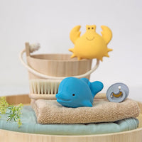 Tikiri Toys Natural Rubber Teether, Rattle & Bath Toy - Crab