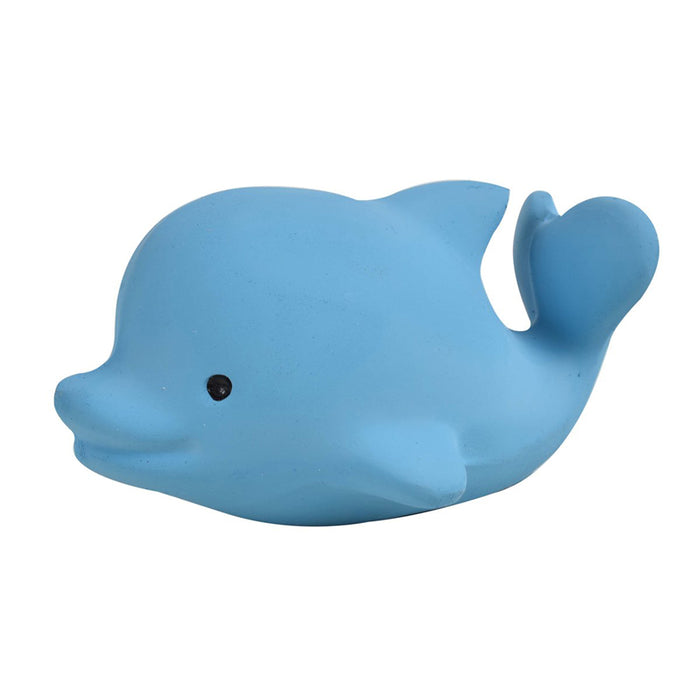 Tikiri Toys Natural Rubber Teether, Rattle & Bath Toy - Dolphin