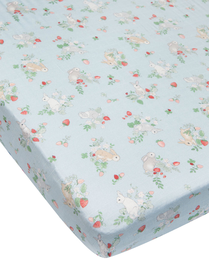 Loulou Lollipop Bamboo Muslin Fitted Crib Sheet - Some Bunny Love You