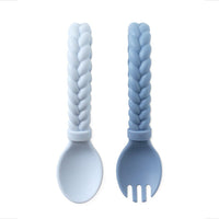 Itzy Ritzy Silicone Baby Fork + Spoon Set Blue