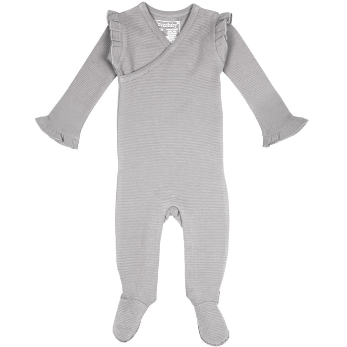 L'ovedbaby Organic Corduroy Wrap Baby Footie - Fog