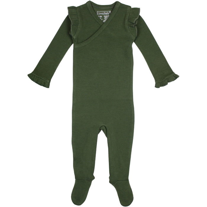 L'ovedbaby Organic Corduroy Wrap Baby Footie - Forest