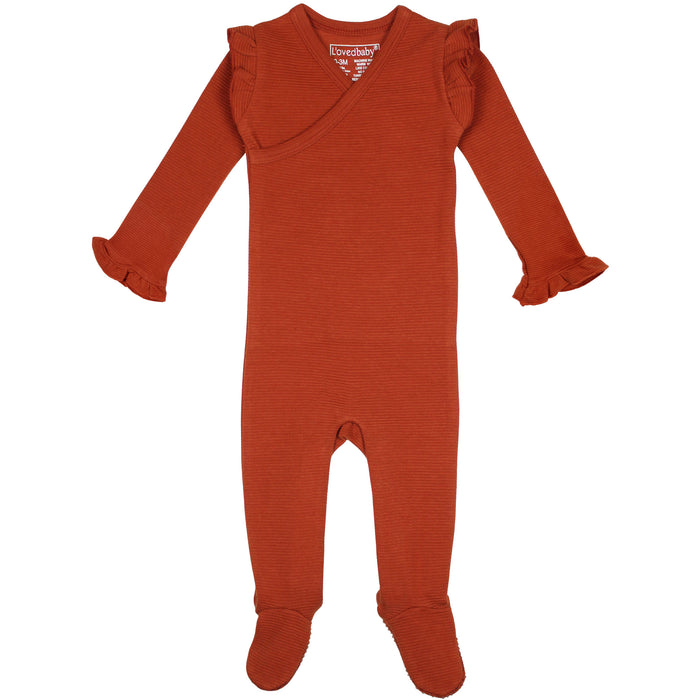 L'ovedbaby Organic Corduroy Wrap Baby Footie - Paprika