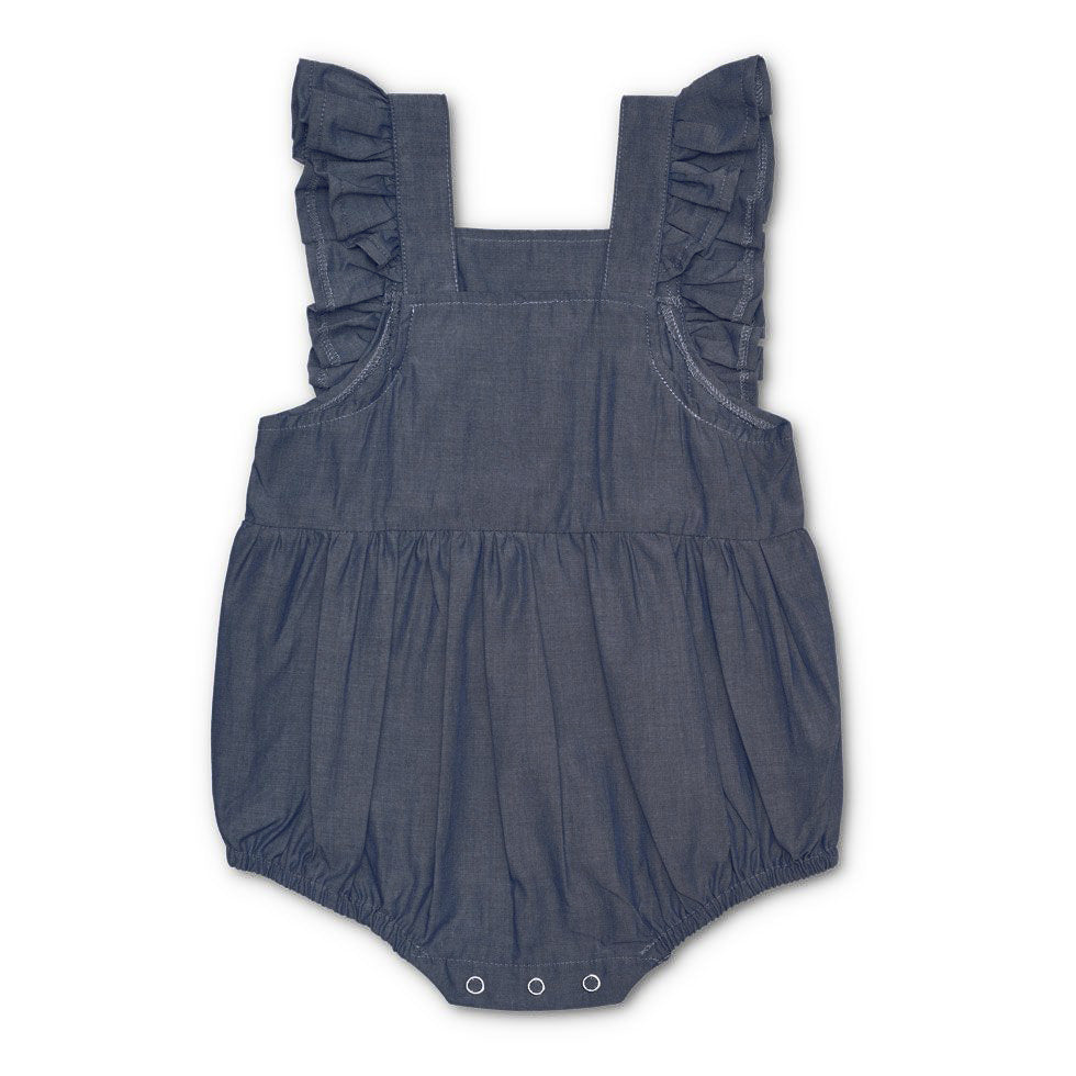 Apple Park Organic Flutter Sleeve Romper - Chambray