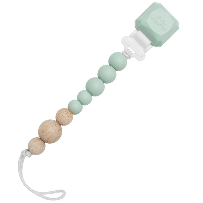 Loulou Lollipop Colour Pop Silicone & Wood Pacifier Clip - Mint