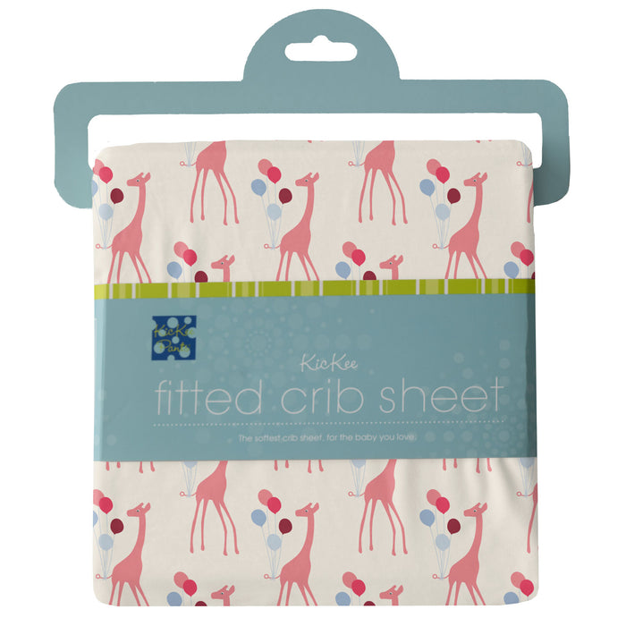KicKee Pants Fitted Crib Sheet - Natural Balloon Giraffe