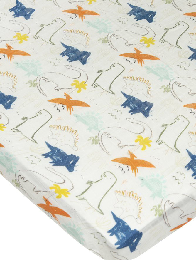 Loulou Lollipop Bamboo Muslin Fitted Crib Sheet - Dinoland