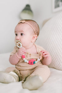 Loulou Lollipop Silicone Darling Pacifier Clip Strawberry