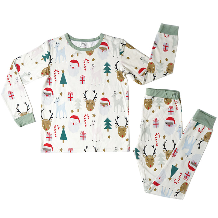 Emerson and Friends Holiday Christmas Bamboo Pajama Set - Santa and Friends
